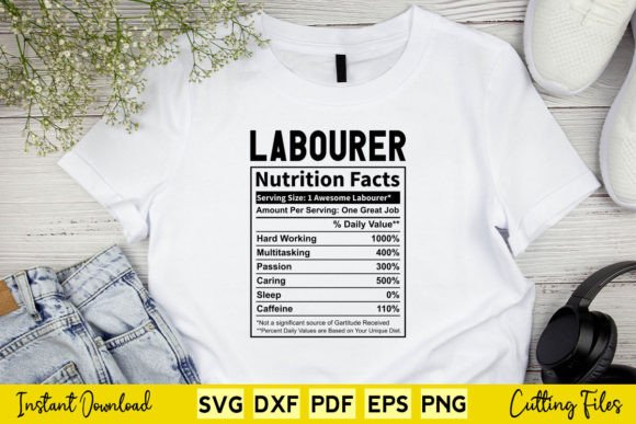 Funny Laborer Nutrition Facts Svg Graphics for Crafts
