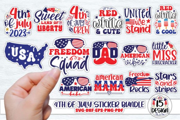 Patriotic 4th of July Stickers Bundle Graphics for Crafts